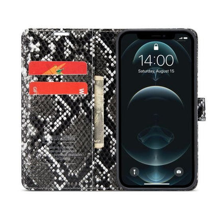 Snake Design Luxe Wallet Case - iPhone 13 Pro Max - Zwart