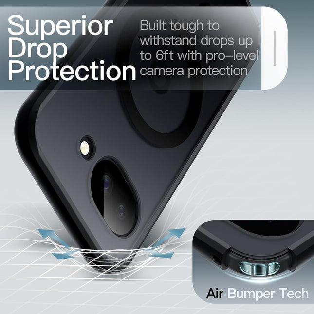 Google Pixel 10a Hoesje Translucent Matte Skin MagSafe Armor Case Zwart