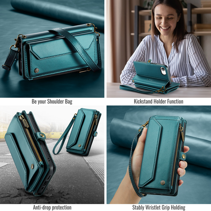 Wallet hoesje Geschikt voor iPhone 17e / Geschikt voor iPhone 16e hoesje - portemonnee tasje - Groen