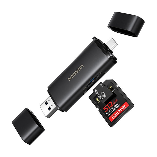 Ugreen 2-in-1 USB-C / USB-A SD 4.0 UHS-II kaartlezer - Zwart