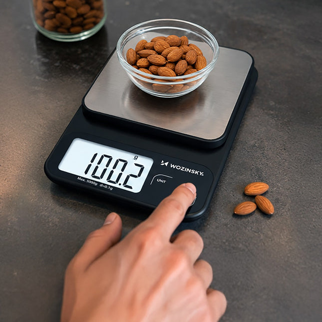 Keukenweegschaal, nauwkeurig met groot LCD-display, tot 5 kg - zwart