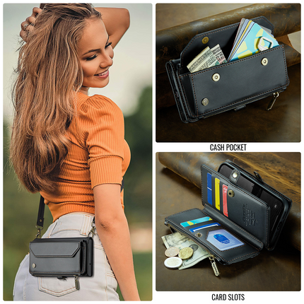Wallet hoesje Geschikt voor iPhone 17e / Geschikt voor iPhone 16e hoesje - portemonnee tasje - Zwart