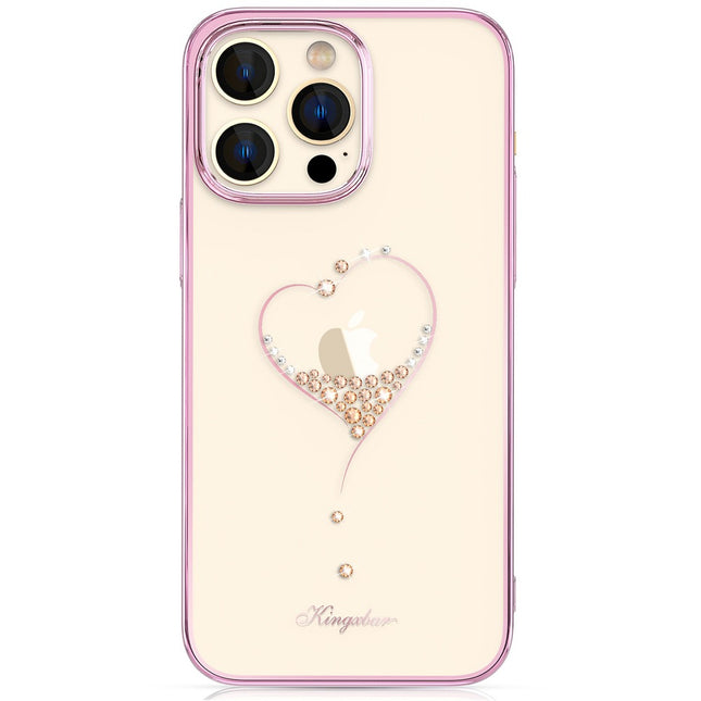 Siliconen hoesje met Swarovski-kristallen uit de Kingxbar Wish-serie voor iPhone 14 Plus - roze