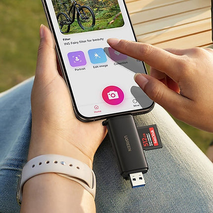 Ugreen 2-in-1 USB-C / USB-A SD 4.0 UHS-II kaartlezer - Zwart