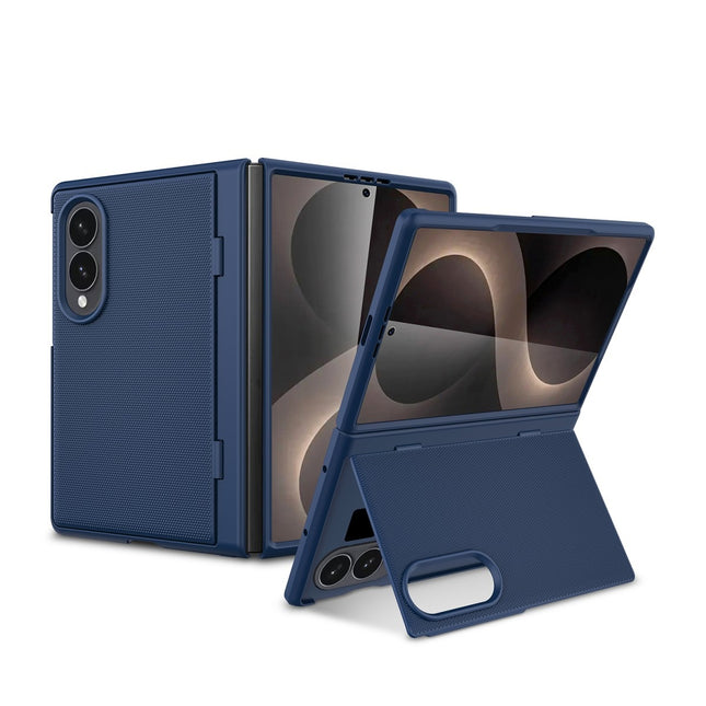 360° Leather Texture Kickstand Case - Samsung Z Fold 8 - Blauw
