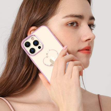 Siliconen hoesje met Swarovski-kristallen uit de Kingxbar Wish-serie voor iPhone 14 Plus - roze