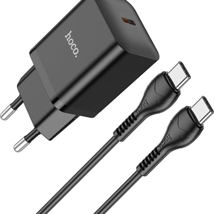 Hoco N27 PD 20W Type C Port Super Fast Charger Set - 3 Meter - Zwart