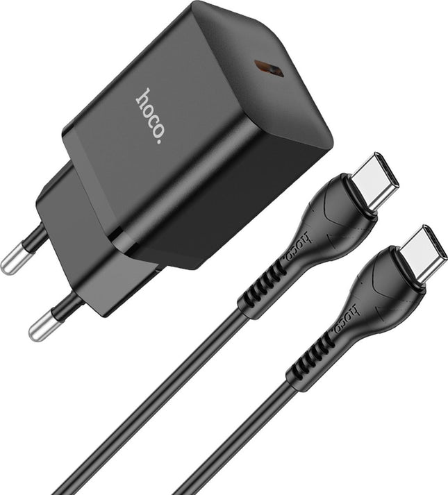 Hoco N27 PD 20W Type C Port Super Fast Charger Set - 3 Meter - Zwart