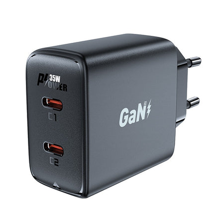 Snellader GaN 35W PD 2x USB C Acefast A49 - zwart