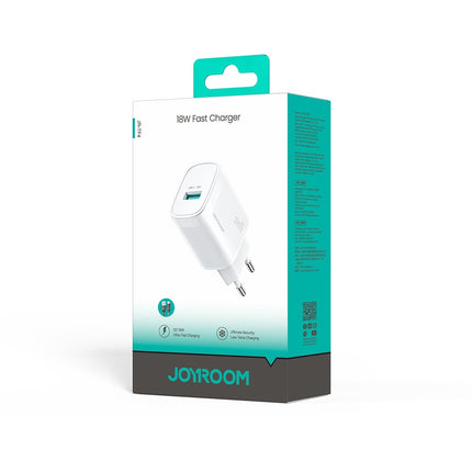 Joyroom JR-TF4 18W wandlader met 3A USB-A - USB-C 1m kabel - wit Joyroom JR-TF4 18W wandlader met 3A USB-A - USB-C 1m kabel - wit