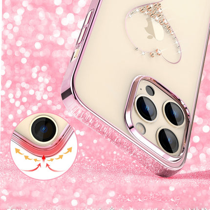 Siliconen hoesje met Swarovski-kristallen uit de Kingxbar Wish-serie voor iPhone 14 Plus - roze
