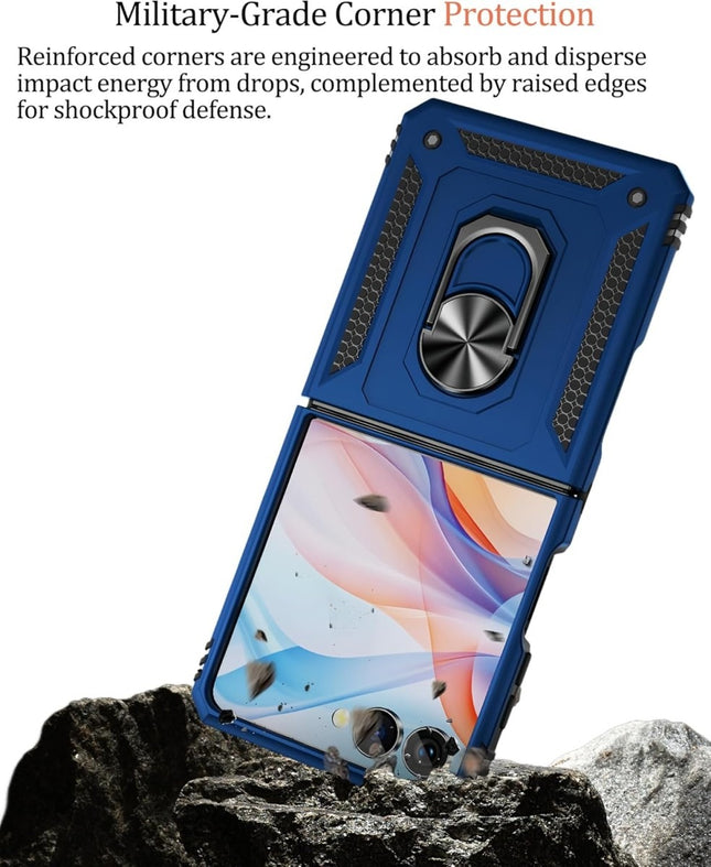 Samsung Z Flip 8 - Kickstand Ring Armor - Blauw