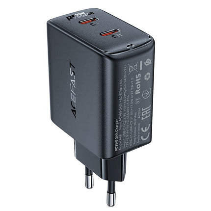 Snellader GaN 35W PD 2x USB C Acefast A49 - zwart
