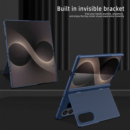 360° Leather Texture Kickstand Case - Samsung Z Fold 8 - Blauw