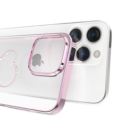 Siliconen hoesje met Swarovski-kristallen uit de Kingxbar Wish-serie voor iPhone 14 Plus - roze