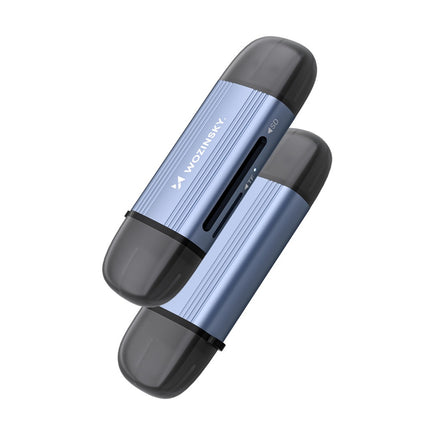 Wozinsky WCR-5G geheugenkaartlezer voor SD- en microSD-kaarten, USB-A 3.0 / USB-C 3.0, aluminium - grijs.