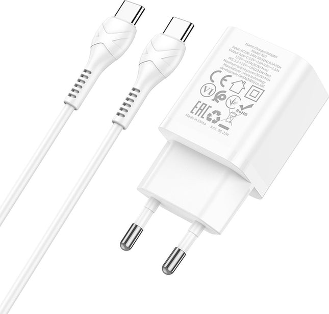 Hoco N27 PD 20W Type C Port Super Fast Charger Set - 3 Meter - Wit