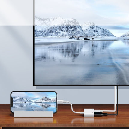 Joyroom S-H141 Lightning (mannelijk) - HDMI FullHD 1080p 60Hz (vrouwelijk) / Lightning (vrouwelijk) adapter - wit