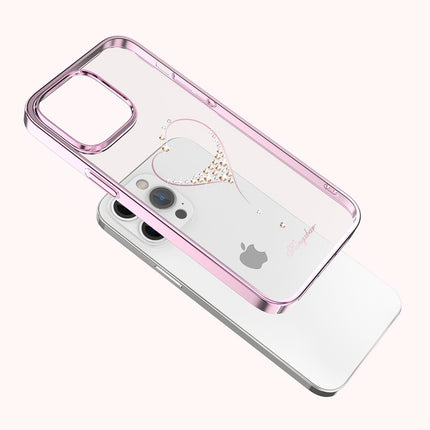 Siliconen hoesje met Swarovski-kristallen uit de Kingxbar Wish-serie voor iPhone 14 Plus - roze