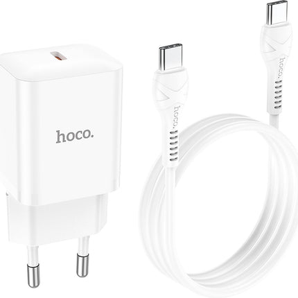 Hoco N27 PD 20W Type C Port Super Fast Charger Set - 3 Meter - Wit
