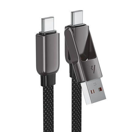 Acefast C13-04 USB-C - USB-A / USB-C-kabel 480 Mb/s 3A 1,2 m - Zwart