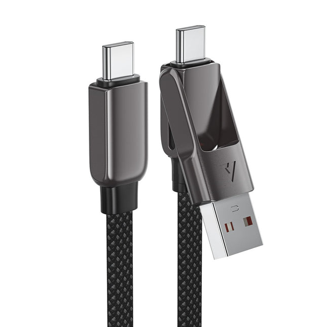 Acefast C13-04 USB-C - USB-A / USB-C-kabel 480 Mb/s 3A 1,2 m - Zwart