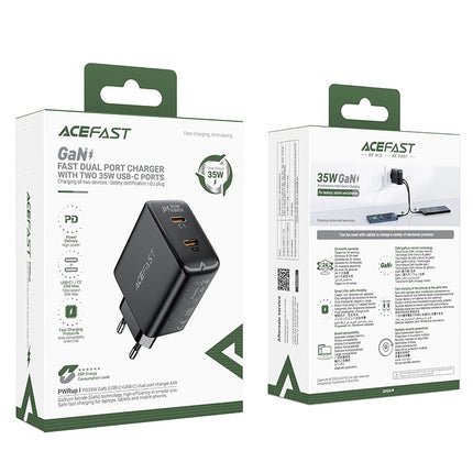 Snellader GaN 35W PD 2x USB C Acefast A49 - zwart