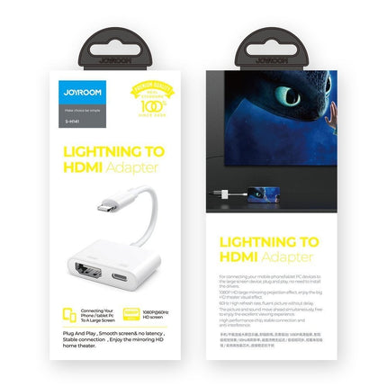 Joyroom S-H141 Lightning (mannelijk) - HDMI FullHD 1080p 60Hz (vrouwelijk) / Lightning (vrouwelijk) adapter - wit