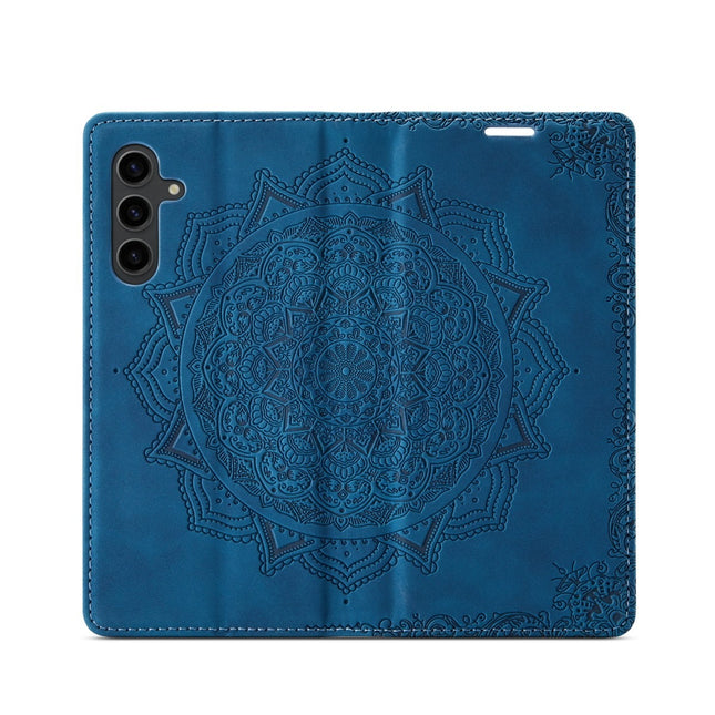 Mandala Design Slim Bookcase - Samsung A54 - Donker Blauw