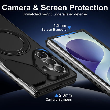 Premium Magnetic Case With Flip Camera Cover & Stand - Z Fold 8 - Zwart