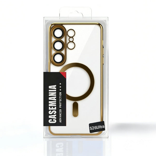 Samsung Galaxy S26 hoesje Clear Magnetic Magsafe Lens Protection Case - Goud