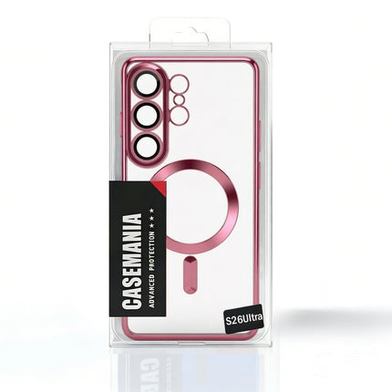 Samsung Galaxy S26 Ultra hoesje Clear Magnetic Magsafe Lens Protection Case - Rosegoud