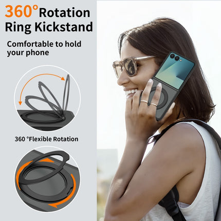 Samsung Z Flip 8 - Retro Magnetic Magsafe Ring Armor Case - Zwart