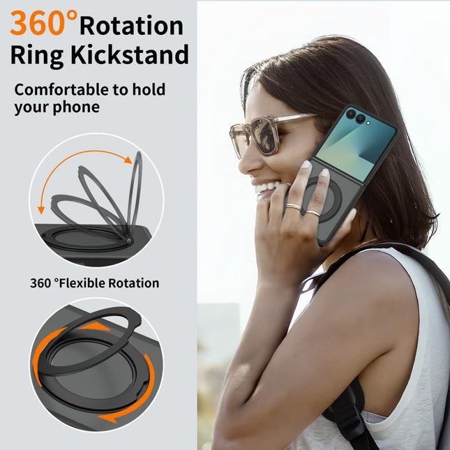 Samsung Z Flip 8 - Retro Magnetic Magsafe Ring Armor Case - Zwart