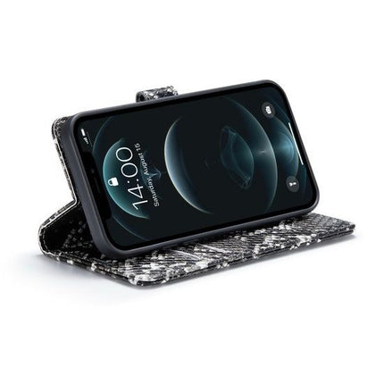 Snake Design Luxe Wallet Case - iPhone 13 Pro Max - Zwart
