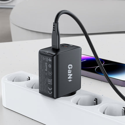 Snellader GaN 35W PD 2x USB C Acefast A49 - zwart