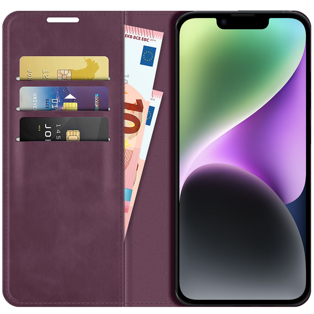 Just in Case iPhone 14 - Magnetic Wallet Case - Purple