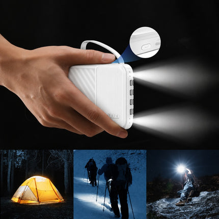 Wozinsky W11-W 10000mAh 10W Powerbank met ingebouwde kabels en zaklamp - Wit