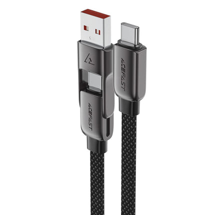 Acefast C13-04 USB-C - USB-A / USB-C-kabel 480 Mb/s 3A 1,2 m - Zwart