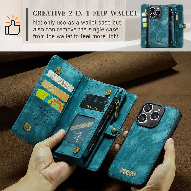 Caseme Case iPhone 15 Pro Max - Multifunctional Wallet - Blue