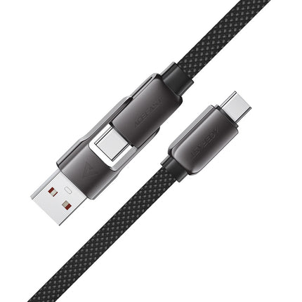 Acefast C13-04 USB-C - USB-A / USB-C-kabel 480 Mb/s 3A 1,2 m - Zwart