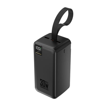 Powerbank 50000mAh 30W 2xUSB-A en 1xUSB-C en USB micro met zaklamp - zwart