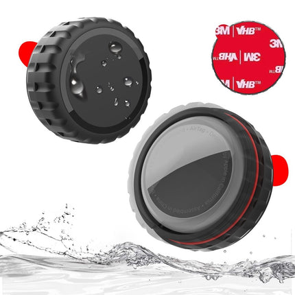 Apple AirTag hoesje, schroefbaar, waterdicht, zelfklevend - zwart - 2 stuks