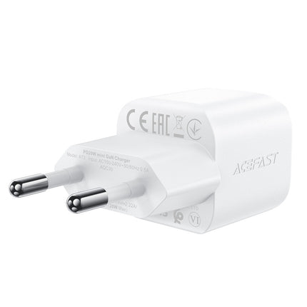 Acefast A73 Mini PD 20W GaN-wandlader Oplader + USB-C-kabel - wit