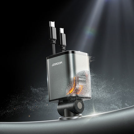 Joyroom JR-CCL05 30W 4-in-1 autolader met 2 ingebouwde intrekbare kabels - donkergrijs