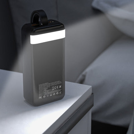 Powerbank 30000 mAh 30W 2x USB-A, USB-C en USB micro met zaklamp - zwart