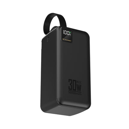 Powerbank 50000mAh 30W 2xUSB-A en 1xUSB-C en USB micro met zaklamp - zwart