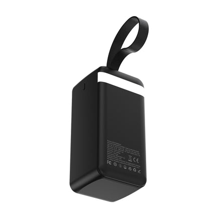 Powerbank 50000mAh 30W 2xUSB-A en 1xUSB-C en USB micro met zaklamp - zwart