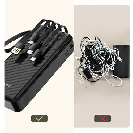 Dudao K11 Pro 20000mAh Powerbank met ingebouwde kabels - Zwart Dudao K11 Pro 20000mAh Powerbank met ingebouwde kabels - Zwart