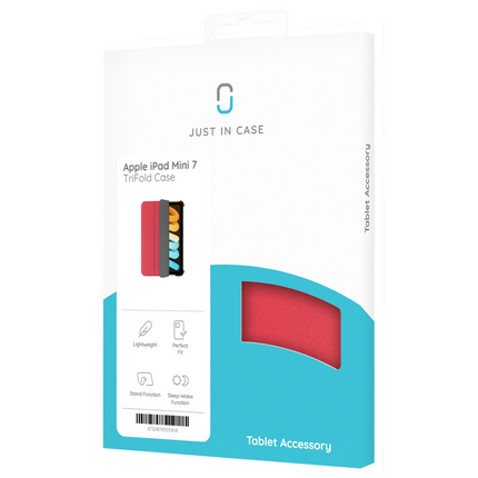 Just in Case iPad Mini 2024 (7th Gen) - TriFold Smart Book Case - Red